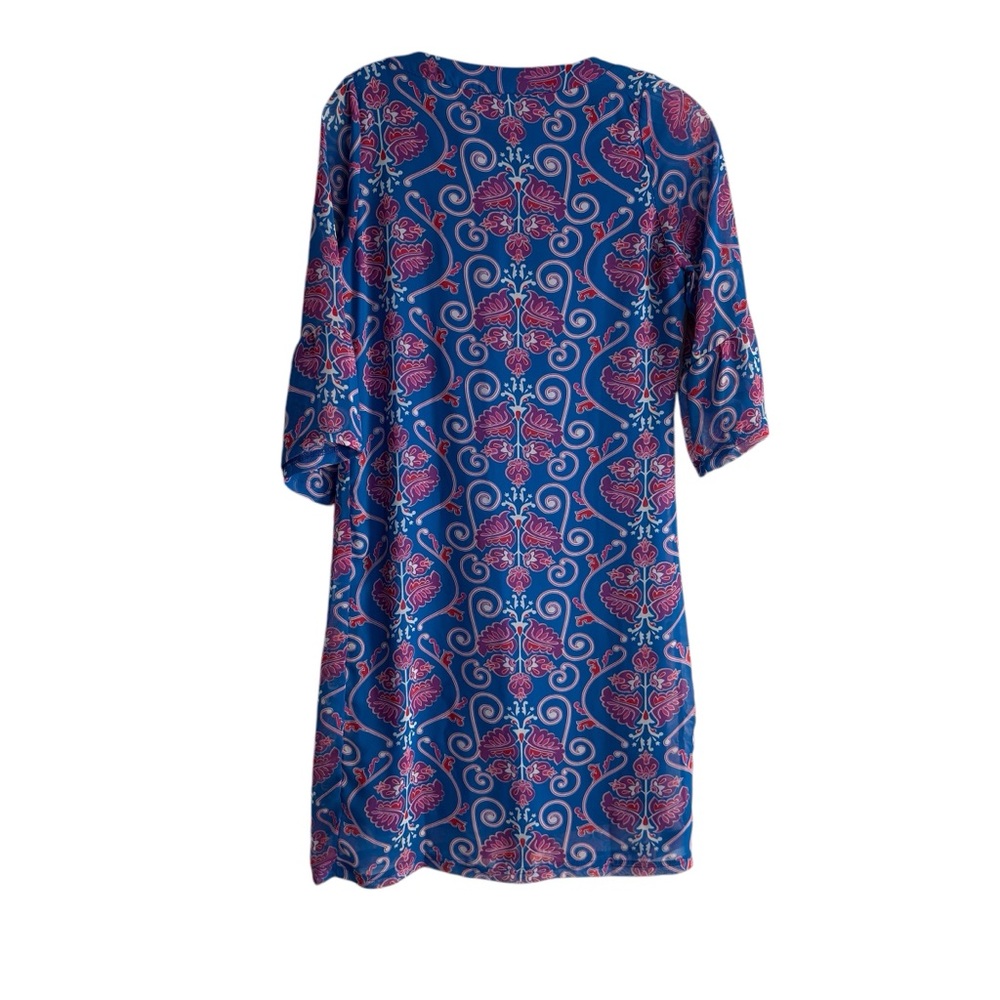 TRACY NEGOSHIAN Blue and Pink Patterned Dress Sz XS — QUIET LUXURY DESIGNER!!! - Picture 4 of 9